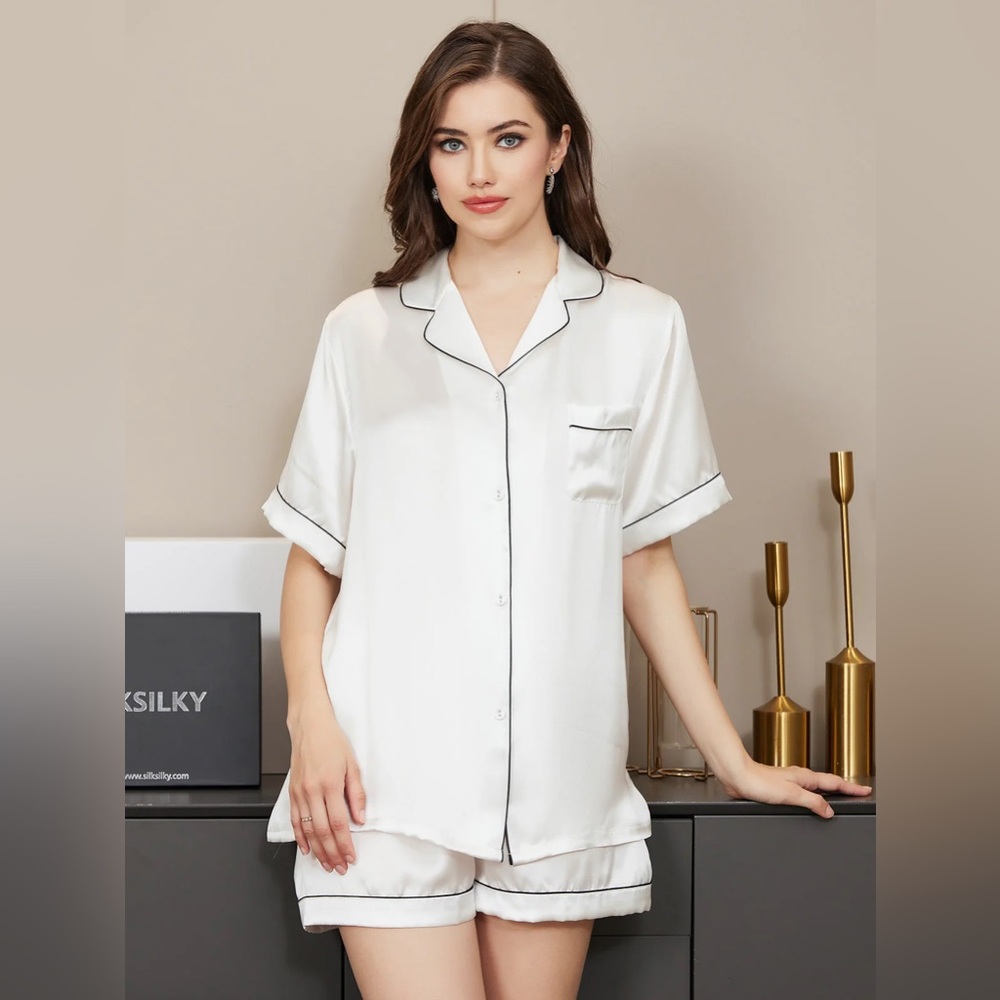 Silky White Pajama Set